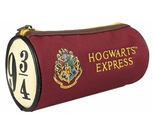Plumier Harry Potter rond bordeaux avec le logo des maisons