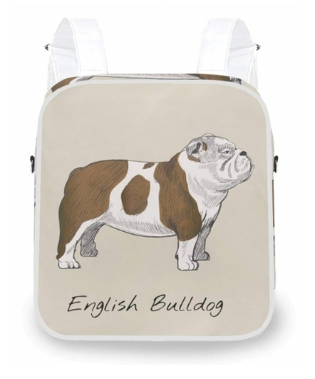Sac à dos English Bulddog avec lanières blanches